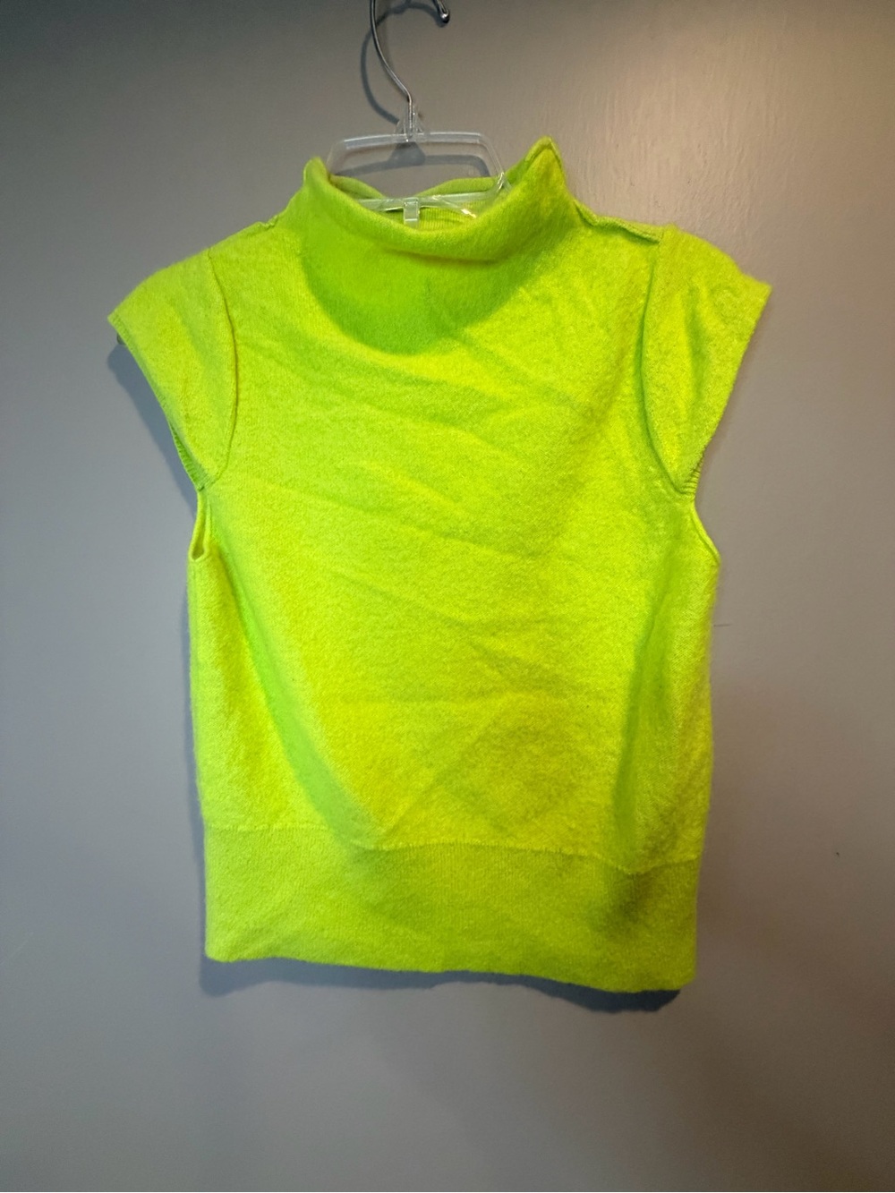 Anthropologie Neon Yellow Sleeveless Mock Neck cashmere Tank